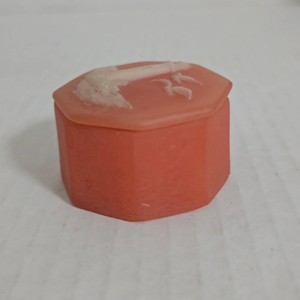 Vintage Raised Lighthouse Octagonal Trinket Box